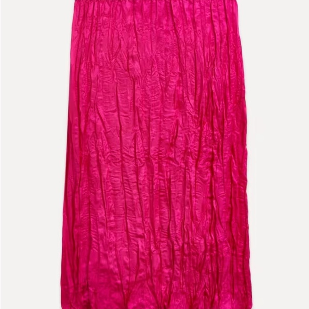 Acne Studios Fuschia Crinkled Silk-Blend Skirt